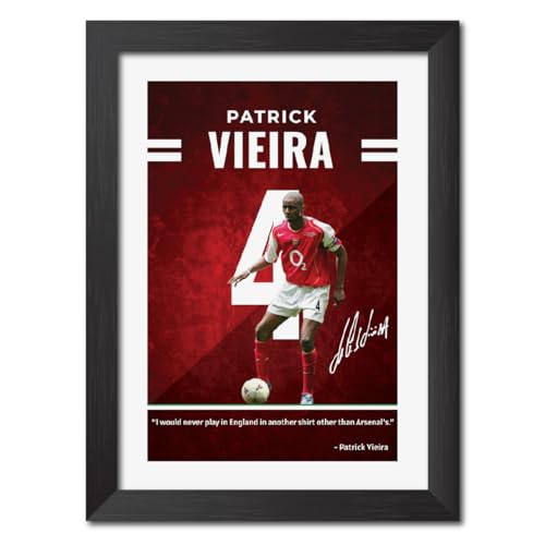 Image of TenorArts Patrick Vieira Quotes Poster Arsenal Laminated Photo Print Frame Painting with Matt Finish Black Texture (12 inches x 9inches)