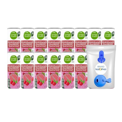 Simple Truth Pomegranate Cranberry Sparkling Seltzer Water 12 fl oz Aluminum Can 16 Pack + 1 Reusable Can Kit by KOOL8SHOP Infinite Deals
