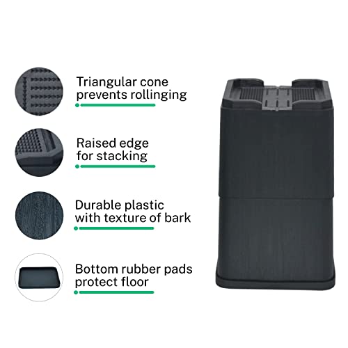 Aspeike 4" Bed Risers - Heavy Duty, Oversized Furniture & Sofa Risers, Bed Lift Elevators - Square, Large Couch Table Bed Raising Blocks - Stackable Up To 8" - Lifts 4,400 Lbs #TOP3