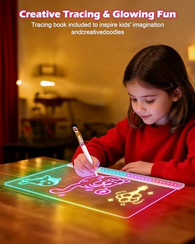 LED Drawing Board for Kids 17 Flicker Free Glow Doodle Pad with 11 Color Light Modes Soft - image 4