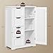 Yaheetech Wooden Floor Cabinet, Side Storage Organizer with 4 Drawers and 1 Cupboard, Freestanding Entryway Storage Unit Console Table, Bathroom Furniture Home Decor, White