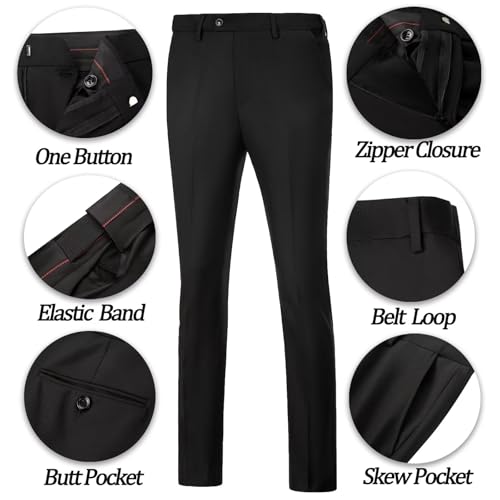 Image of Mens Suit Slim Fit 3 Piece Double Breasted Suit Men Formal Tuxedo Set Casual Wedding Prom Groom Suits
