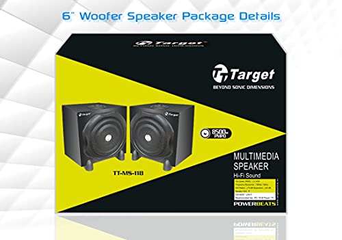 Image of Target TT-MS-118 HI-FI Sound Multimedia Speaker 6 inch x2 NOS with TWEETERS RMS 80 WATTS