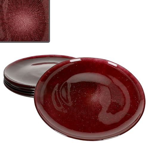 MamboCat 6er Set Suez Speiseteller I Ø27cm I Dunkelroter Essteller...