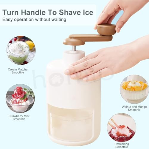 Image of Portable Ice Crusher Machine with Ice Box Mold for Home | Manual Ice Shaver Snow Cone Ice Gola Cocktails Slush Maker | Grinder Machine BPA Free Ice Hand-Cranked for Kitchen Gadgets Ice Blender