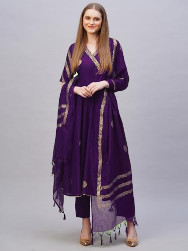 Image of ANNI Designer Rayon Blend Women Kurta Set with Pant & Dupatta