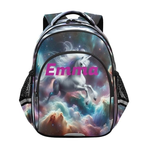 RPLIFE Linda mochila de nebulosa de constelación de unicornio para niños y niñas de 3 a 8 años, mochila duradera para niños, Bonita nebulosa de constelación de unicornio, Small