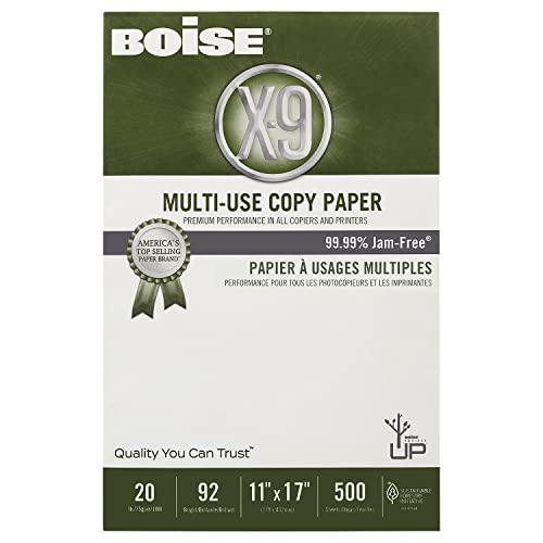 Boise Ox9007 X-9 Multi-Use Copy Paper, 92 Bright, 20Lb, 11 X 17, White, 2500 Sheets/Carton #TOP3