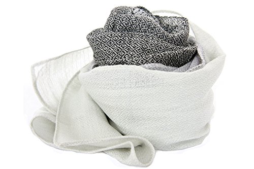 MOKA Womens Diamond Design Two Tone Cotton Scarf in Grey 22x72 inches