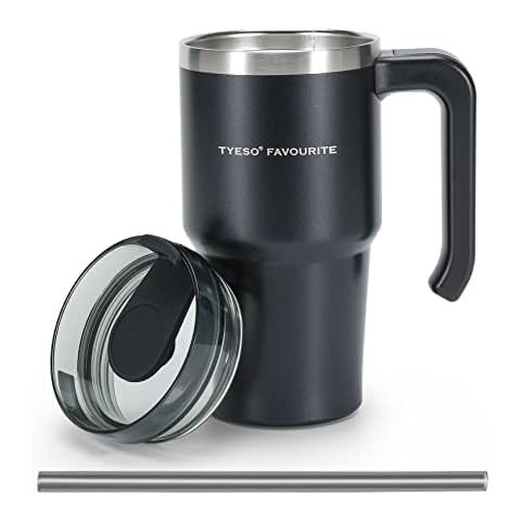 Olerd Taza de café de acero inoxidable con tapa y asa, 600 ml, a prueba de fugas Cover