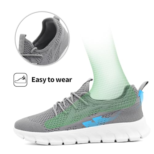 Image of Men's Non-Slip Lightweight Running Shoes Comfortable Walking Shoe Mens Fashion Workout Gym Sneakers for Casual Light Gray US 8