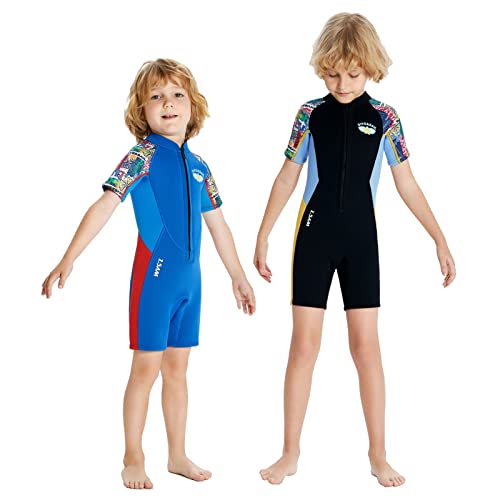 Heavyoff Roupa de mergulho infantil para meninos e meninas, 2,5 mm, roupa de banho térmica juvenil c