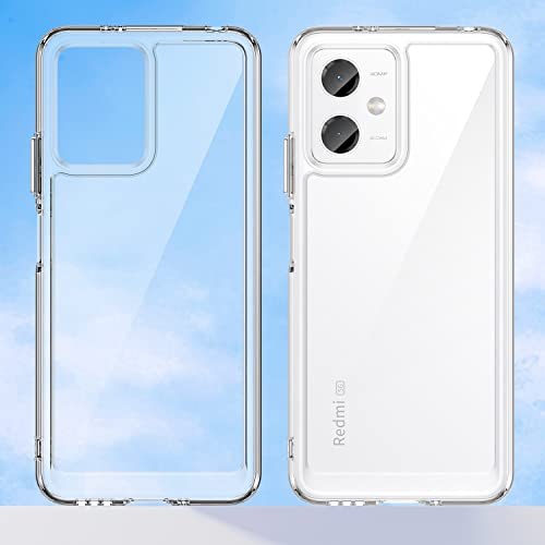 Phone Case For Xiaomi Redmi Note 12 Drop Protection Hard Acrylic Case Soft Tpu Bumper [Guard From Scratch/Drop/Fingerprint] Clear Back Colorful Bumper Slim Phone Cover For Redmi Note 12-Crystal Clear #TOP6