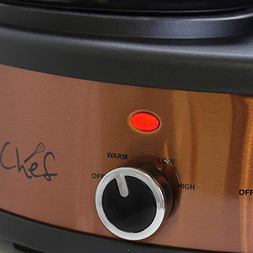Megachef Mc-1103 Round Triple 1.5 Quart Slow Cooker And Buffet Server Copper 3 Ceramic Cooking Pots And Removable Lid Rests, Brushed Copperwith Black Finish #TOP2