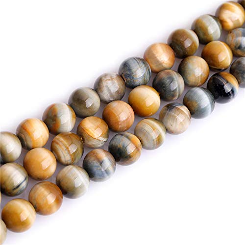 Joe Foreman 12Mm Round Gold Blue Dream Lace Tiger Eye Beads For Jewelry Making Natural Gemstone Semi Precious 15" #TOP10