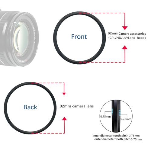 Image of 82mm to 62mm /82mm-62mm Step-Down Ring Filter Adapter for All Brands UV,ND,CPL,Metal Step-Down Ring Adapter