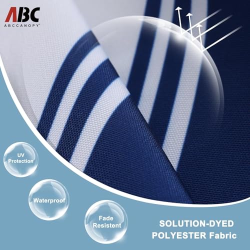 Image of ABCCANOPY Durable Solar Led Patio Umbrellas with 32LED Lights 9FT (Blue White Stripes)
