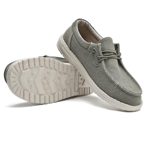 Image of Men's Canvas Loafers, Slip On Casual Shoes | Hands Free, Lightweight, Comfortable, Breathable Upper, Walking Shoes, Stretch, Travel, Vacation, Everyday Wear