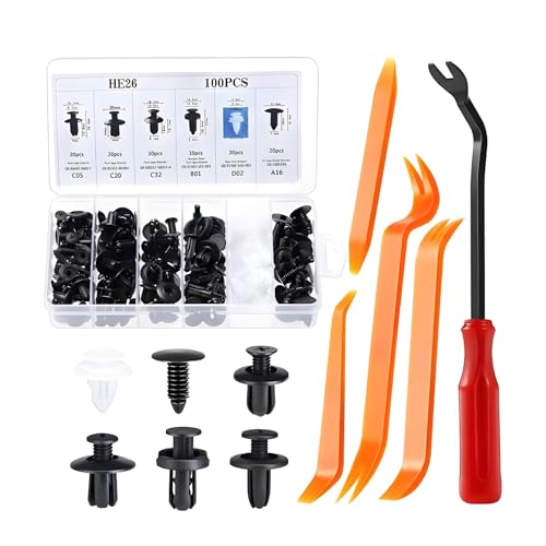 Car Trim Clips Set 100PCS with 5PCS Removal Tools 6 Sizes