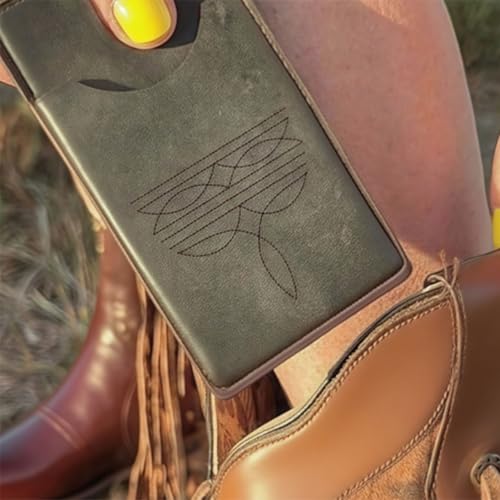 Western Boot Wallet With Snap Strap,Fashionable Handmade Leather Wallet Card Holder,Small Wallet With Snap Closure, Multiple Cards.(Blue+black)2