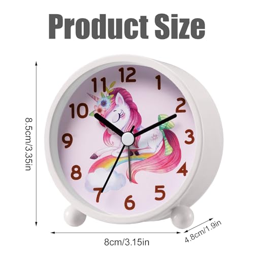 Sunshine smile Lernwecker, Wecker Analog Ohne Ticken, Wecker Einhorn, Lautlos mit Nachtlicht