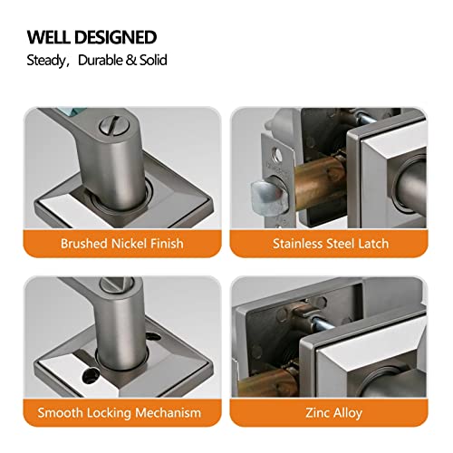 Newbang Crystal Glass Privacy Door Lever，Brushed Nickel Door Lever Lock Set With Crystal Glass Style For Kidsproof，Hdc12Sn-Cs2-Bk-1P #TOP3