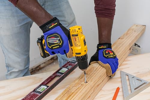 MagnoGrip Luvas de trabalho de couro Hi Dex com armazenamento magnético integrado, palma 100% couro,
