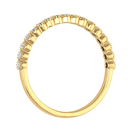 1/5 Carat Bezel Set Diamond Wedding Band Ring in 14K Solid Gold2