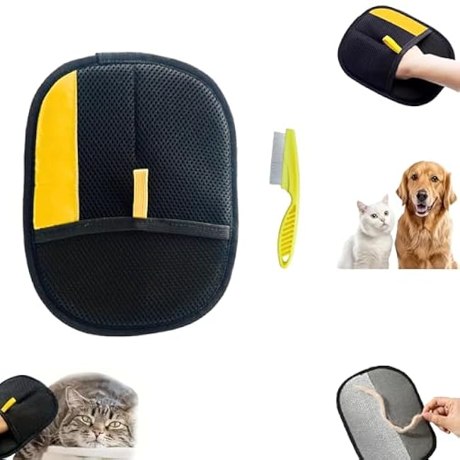 Pet Hair Remover Glove, Electrostatic Pet Hair Removal Gloves, Reusable Double Sided Electrostatic Gloves Pet Hair Remover for Dogs & Cats, for Couch, Furniture, Carpet, Car Seat (A-1PCS)-v7XRn4qP