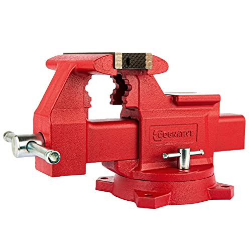 Cognative 6.5" Heavy-Duty Bench Vise Ductile Iron Bench Vise 360° Swivel Bench Vise With Anvil, Red #TOP1