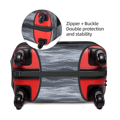 Housse élastique blanche pour valise moyenne M motif phare en tempête - 4