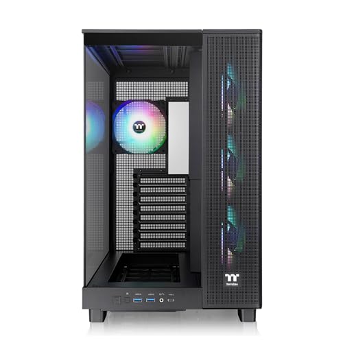 Image of Thermaltake View 380 XL TG ARGB; 4x120mm ARGB Lite Fans Included; 360mm Radiator Support; 420mm GPU Clearance; Hidden Connector Support; Dual Chamber; Black; CA-11E-00M1WN-00