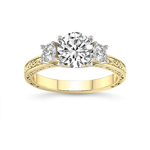 FRIENDLY DIAMONDS IGI Certified Lab Grown Diamond Ring | 1-5 Carat | 14K Or 18K White, Yellow Or Rose Gold | Valencia Three Stone Vintage Ring | FG-VS1-VS2 Quality2