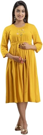 ATTiREZiLLA Women's Rayon Floral Embroidery Anarkali Maternity Feeding Kurti