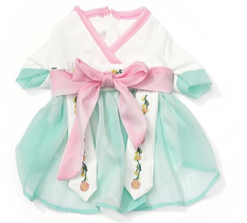 ISUPY かわいい 犬服 スカート ドレス 春夏用 ペット服 ワンピース 蝶結び ペットウェア ドッグウェア 小型犬 中型犬 お姫様 人気 ファッション 洋服 猫服 涼しい 通気性 脱毛保護 お散歩 記念撮影 (XL,グリーン)