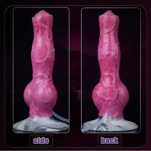 Image of Squirting Dog Knot Dildo Realistic Wolf Ejaculating Pink Dildos with Powerful Hands-Free Suction Cups Simulated Animal Dildos Adult Sex Toys Anal Plug for Beginners Men Women Couples