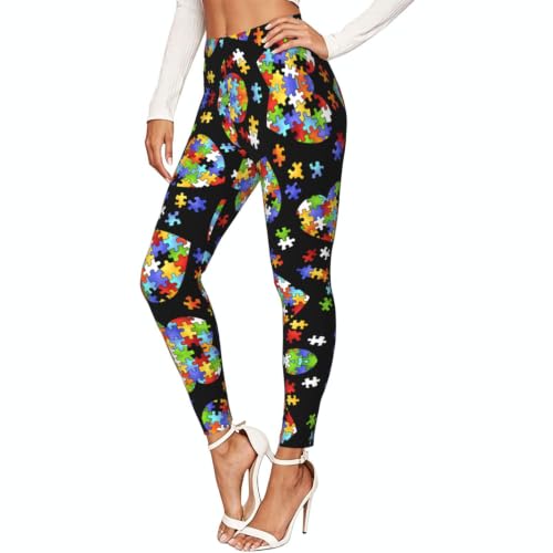 Leggings de compresión suaves que moldean la figura con diseño de rompecabezas