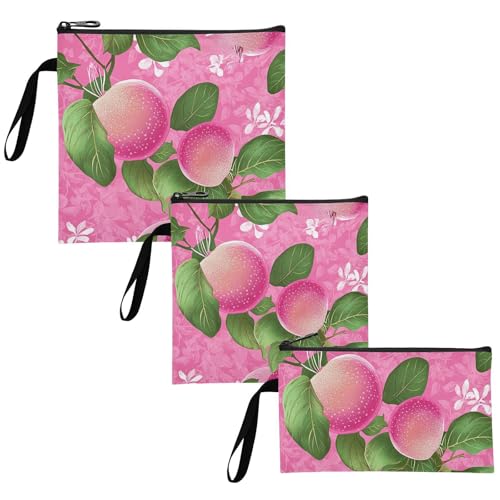 Art Seagrape Fruit Hot Pink 3 pack Reusable Sandwich and Snack Bags Multi-Use Emergency Snacks Makeup Bag for Camp Friends and Gear