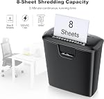 Déchiqueteuse à papier Bonsaii pour usage domestique, déchiqueteuse à coupe droite de 8 feuilles pour bureau à domicile, machine à déchiqueter CD / cartes de crédit avec protection contre la surchauffe, panier à déchets de 3,4 gallons