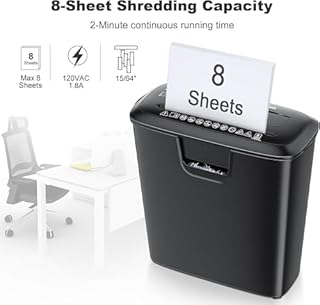 Bonsaii Paper Shredder for Home Use, 8-Sheet StripCut Home Office Shredder, CD/Credit Card Shredder Machine with Overheat Protection, 3.4 Gallons Wastebasket