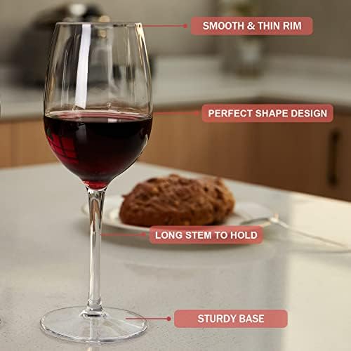 MICHLEY Unbreakable Plastic Red/White Wine Glasses 355 ml/12.5 oz Reusable 100% Tritan-Plastic Shatterproof Wine Goblets Gift Set of 4, BPA-Free and Dishwasher-Safe