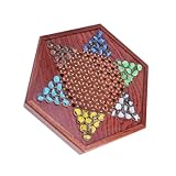 LRXIYODE Jeu de Dames Chinoises Bois avec Billes Verre Plateau à Tiroir pour Rangement Jeu de Société Stratégique pour Adultes et Garçon Fille