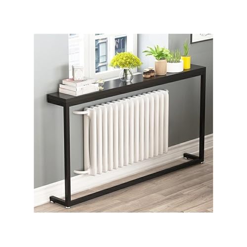 Mesa de sofa ultrafina de madera negra para salon comedor y pasillo estrecho de 120cm