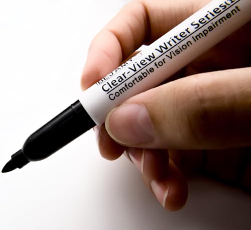 bullet tip-12mm pack of 6 black water-based ink clear-view writer bold writing pen low vision assistive writing tool for visual impairmentodorlessnon-toxicno oilalcohol free