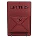 Gavigain Wall Mount Mailbox Wood Mail Box Letter Rack Key Holder Wall Storage Creative Home Decoration with Hook Hanger(Red)