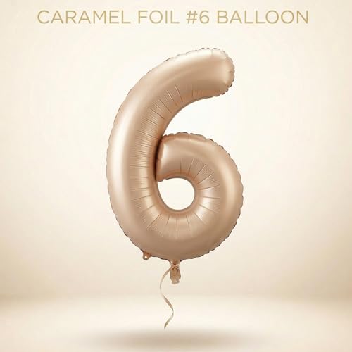 Image of Atpata Funky #6 Elegant Caramel Colour JUMBO 40 INCH Number Balloons Set | 0 to 9 Digit Shapes | Decorative Balloons for Milestones & Celebrations