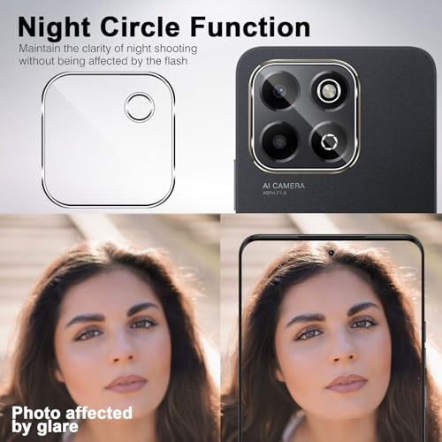 TUTUO [2+2 Pack Tempered Glass Compatible with Honor X6b Screen Protector + Camera Lens Protector, 9H Hardness HD Clear Tempered Glass Film [Anti-Scratch] [Bubble Free] - Image 4