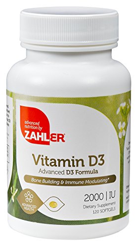 Zahler Vitamin D3 2000IU, All-Natural Supplement Supporting Bone Muscle Teeth and Immune System, Advanced Formula Targeting Vitamin D Deficiencies, Certified Kosher, 120 Softgels