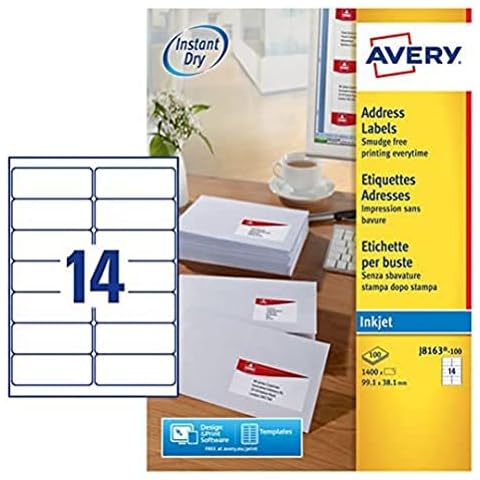 Avery Customisable Address Mailing Labels, Quickdry Cover