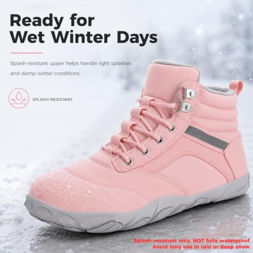 Image of Womens Mens Winter Barefoot Boots Warm Minimalist Wide Toe Box Snow Boots Zero Drop Sole Outdoor Water Resistant Ankle Booties